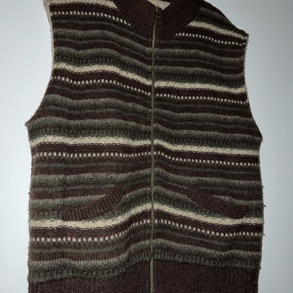 Vintage 90s Cabela's Wool Vest Reversible Sherpa Full Zip Brown Green Size Large - Picture 5 of 7